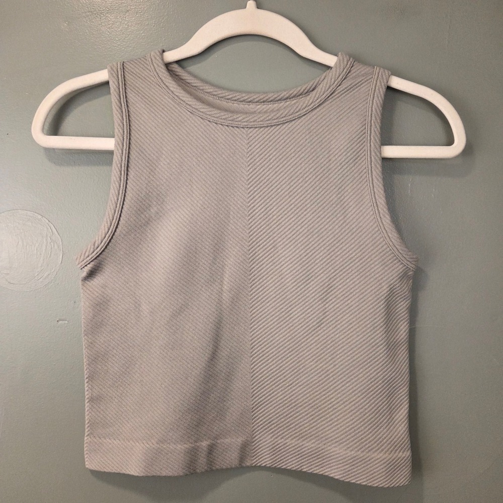 Zella Women's Racerback Active Tank Top Cropped Gray Taupe Size M Sporty Casual
